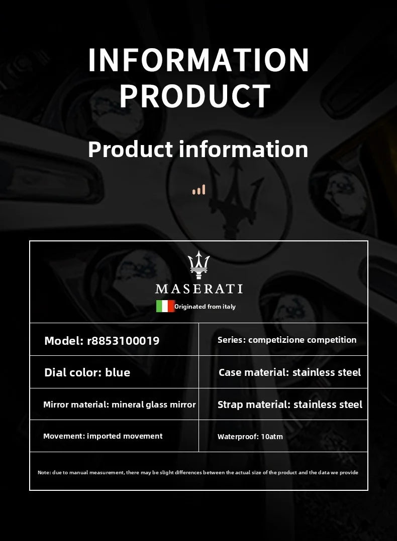 Original Maserati watches men's luxury (multiple colors)