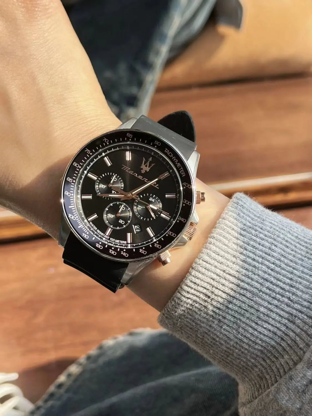 Original gold Maserati men's watch sports