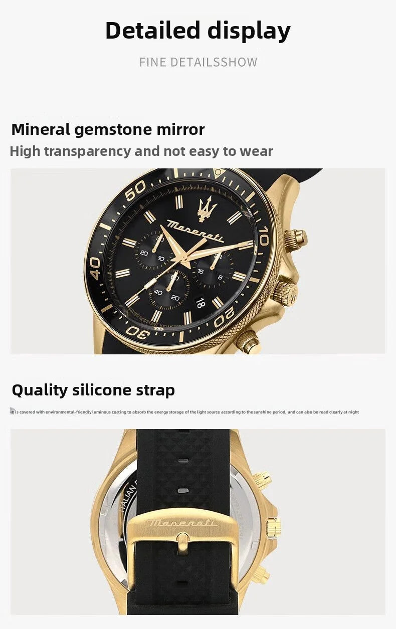 Original gold Maserati men's watch sports