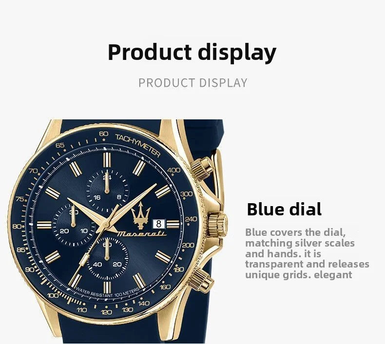 Original gold Maserati men's watch sports