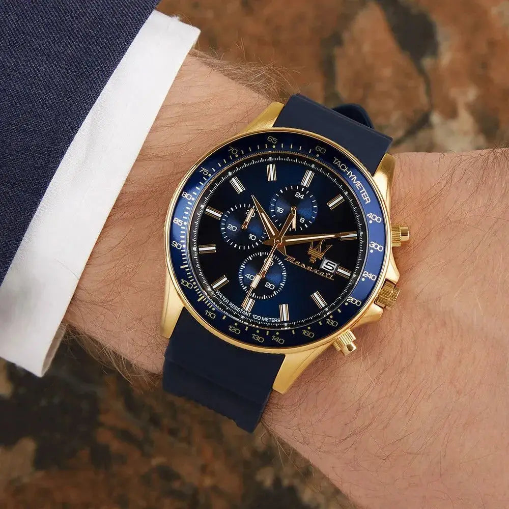 Original gold Maserati men's watch sports