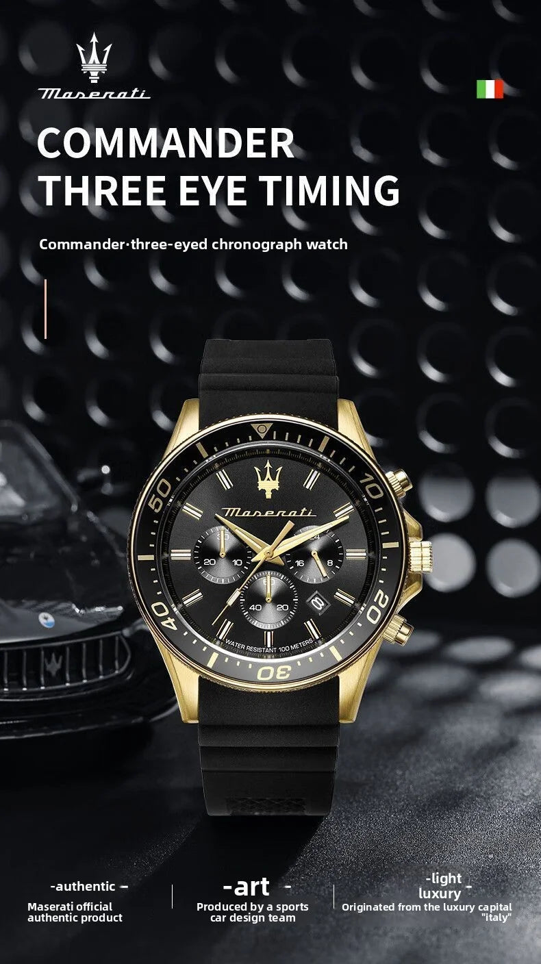 Original gold Maserati men's watch sports