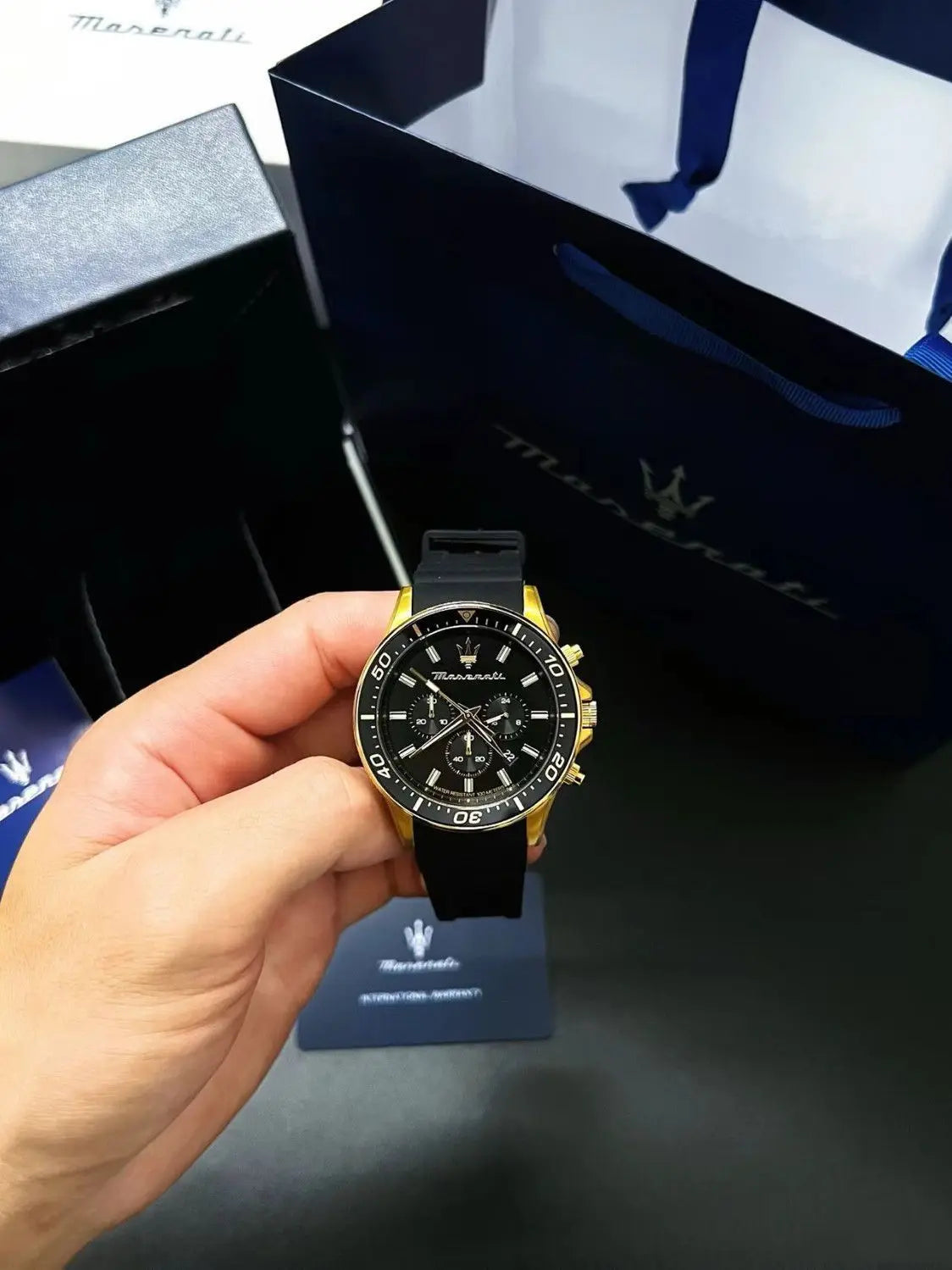 Original gold Maserati men's watch sports