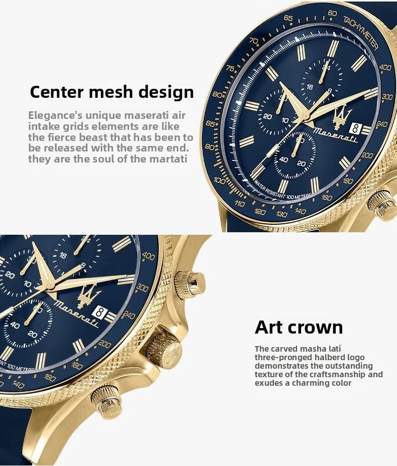Original gold Maserati men's watch sports