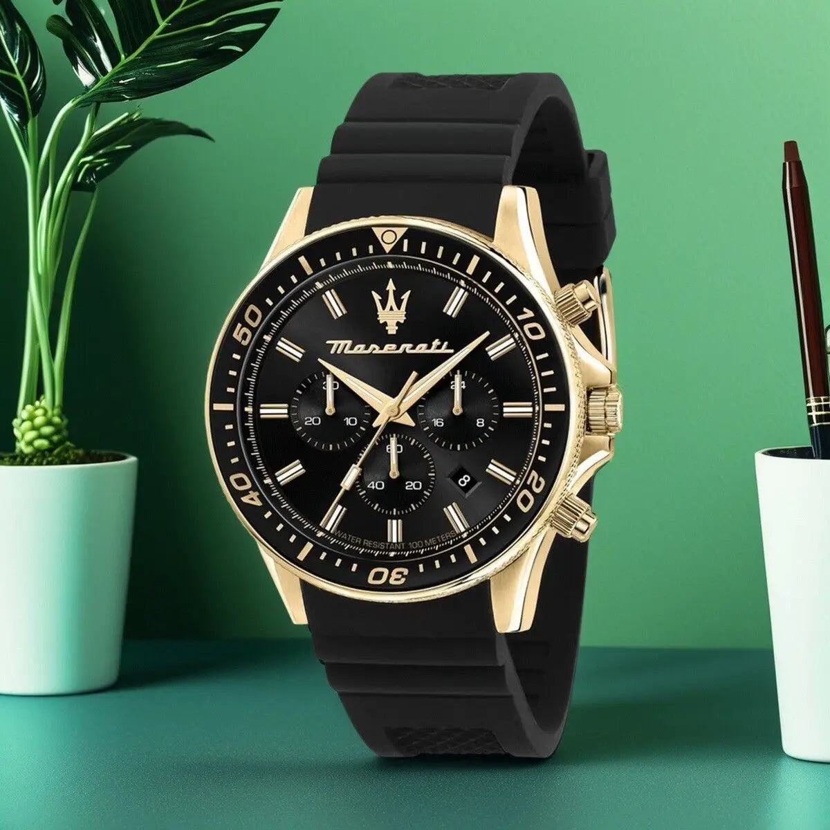 Original gold Maserati men's watch sports