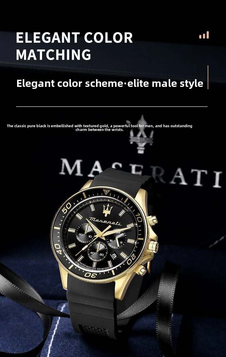 Original gold Maserati men's watch sports